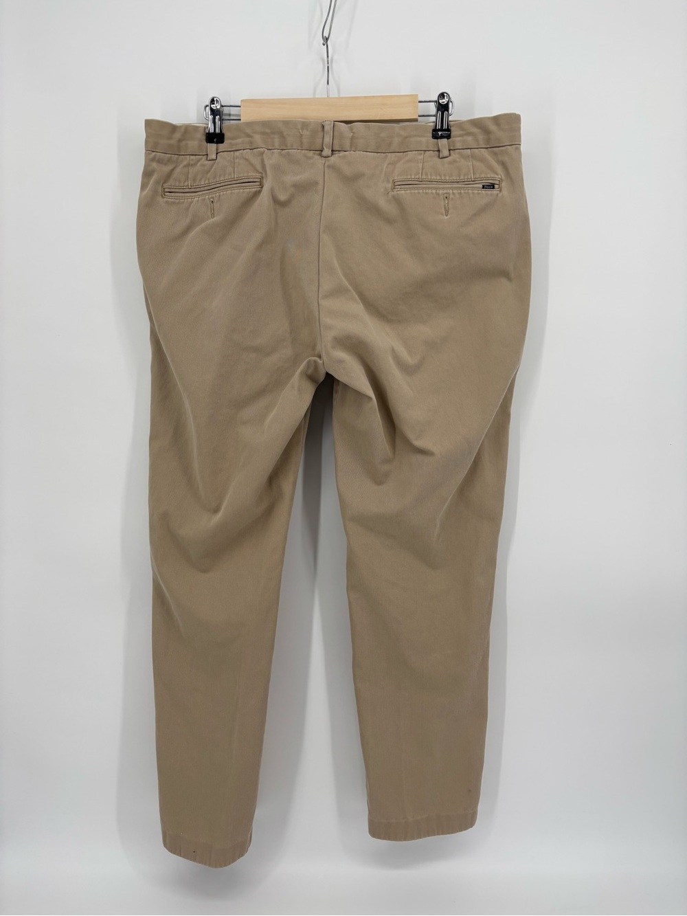 Polo Ralph Lauren Men 38x32 Khaki Chino Pants Flat Front Tan Cotton Trousers 38 - Picture 2 of 12